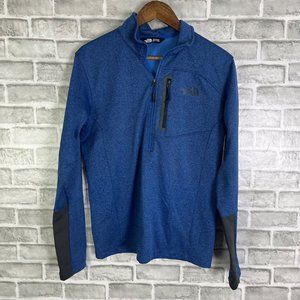 The North Face 1/2 Zip Polyester Heather Blue Pullover Sweater Jacket Mens Small